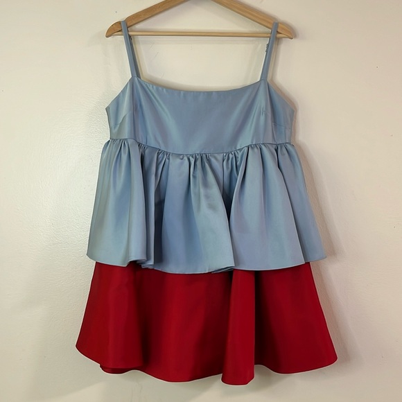 Macgraw Conversation Tiered Mini Dress in Light Blue/Red size AUS 14/ US 10 - Picture 5 of 16